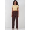 Kadın Dokulu Esnek Örme Pantolon 30057 - Kahverengi