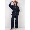 Kadın Ceket Pantolon Kot İkili Takım 30059 - Lacivert