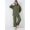 Kadın Gömlek Pantolon İkili Takım 30063 - Haki