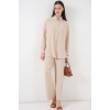 Kadın Gömlek Pantolon İkili Takım 30063 - Krem