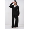 Kadın Örme Kimono Pantolon İkili Takım 30067 - Siyah