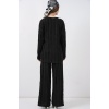 Kadın Örme Kimono Pantolon İkili Takım 30067 - Siyah