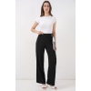 Kadın Fularlı Örme Pantolon 30070 - Siyah