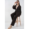 Kadın Kimono Pantolon İkili Takım 30078 - Kahverengi