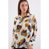 3721 Grafik Desenli Gömlek - K. Bej