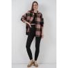 Kadın Ekose Desen Oversize Oduncu Gömlek 3854 A.Pudra