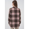 Kadın Ekose Desen Oversize Oduncu Gömlek 3854 Vizon