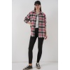 Kadın Ekose Desen Oversize Oduncu Gömlek 3854 Nar