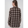 Kadın Ekose Desen Oversize Oduncu Gömlek 3854 C. Kahverengi