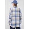 Kadın Ekose Desen Oversize Oduncu Gömlek 3854 A.Ekru