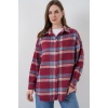 Kadın Ekose Desen Oversize Oduncu Gömlek 3854 A.Kiremit