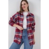 Kadın Ekose Desen Oversize Oduncu Gömlek 3854 A.Kiremit