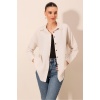 Kadın Krem Düz Oversize Uzun Basic Gömlek 3900