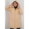 5138 Kapitone Uzun Şişme Mont - Bej