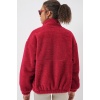 5194 Kadın Peluş Mont Ceket - A.Bordo
