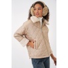 5202 Peluş Detaylı Kapitone Mont - Bej