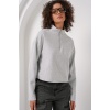 55449 Fermuarlı Yaka Örme Sweatshirt - Gri