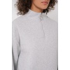 55449 Fermuarlı Yaka Örme Sweatshirt - Gri