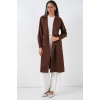 5853 Kruvaze Yaka Trençkot - Kahverengi