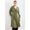 5853 Kruvaze Yaka Trençkot - Haki