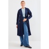 5853 Kruvaze Yaka Trençkot - Lacivert