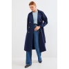 5853 Kruvaze Yaka Trençkot - Lacivert