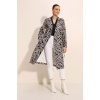 5853 Desenli Kruvaze Yaka Trençkot - C. Siyah