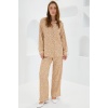 Kadın Puantiyeli Bej Ekru Örme İkili Takım 5858