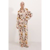 Kadın Krem Desenli Örme İkili Takım 5858