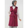 5911 Kruvaze Yaka Trençkot Yelek - Bordo