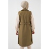 5911 Kruvaze Yaka Trençkot Yelek - Haki