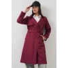 5918 Kruvaze Yaka Trençkot - Bordo