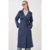 5938 Kruvaze Yaka Trençkot - Lacivert