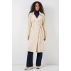 5938 Kruvaze Yaka Trençkot - Krem