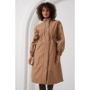 5939 Astarlı Uzun Trençkot - Camel