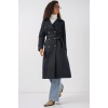 5940 Kadın Kruvaze Yaka Uzun Trençkot - Lacivert