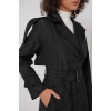5941 Kruvaze Yaka Uzun Trençkot - Siyah