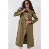 5941 Kruvaze Yaka Uzun Trençkot - Haki