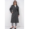 5941 Kruvaze Yaka Uzun Trençkot - Antrasit