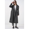 5941 Kruvaze Yaka Uzun Trençkot - Antrasit