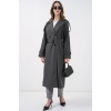 5941 Kruvaze Yaka Uzun Trençkot - Antrasit