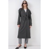 5941 Kruvaze Yaka Uzun Trençkot - Antrasit