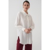 Fırfırlı Uzun Gömlek Tunik 5952 - Beyaz