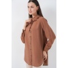 Fırfırlı Uzun Gömlek Tunik 5952 - Sütlü Kahve