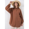Kadın Uzun Oversize Gömlek 5965 - Sütlü Kahve