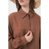 Kadın Uzun Oversize Gömlek 5965 - Sütlü Kahve