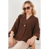 Kadın Kısa Kol Oversize Kimono 5969 - Kahverengi
