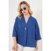 Kadın Kısa Kol Oversize Kimono 5969 - İndigo
