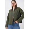 Kadın Cep Detaylı Kısa Ceket 5975 - Haki