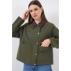 Kadın Cep Detaylı Kısa Ceket 5975 - Haki